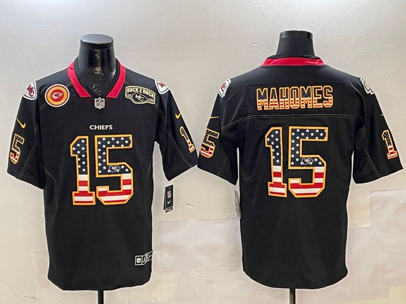 Men Kansas City Chiefs #15 Mahomes Black National Flag 2025 Nike Limited NFL Jersey style 2116
